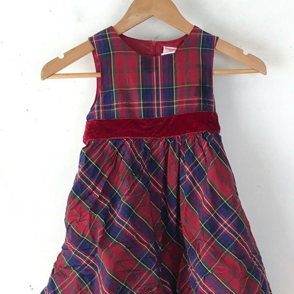 GYMBOREE Girls Size 5 Red Blue Yellow Green Plaid Fancy Party Dress - Picture 1 of 4